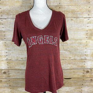Campus Lifestyle MLB Los Angeles ANGELS Baseball Womens Tee T Shirt Large Red